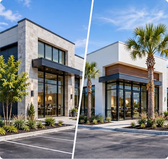 Two business locations shown side by side